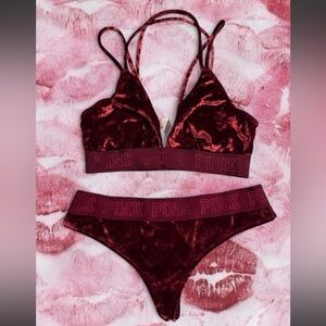 Victoria's Secret Burgundy Velvet Lingerie Set